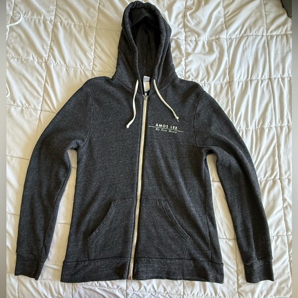 Amos Lee My New Moon Tour Gray Zip up Hoodie Sweatshirt EXCELLENT CONDITION - Picture 1 of 7